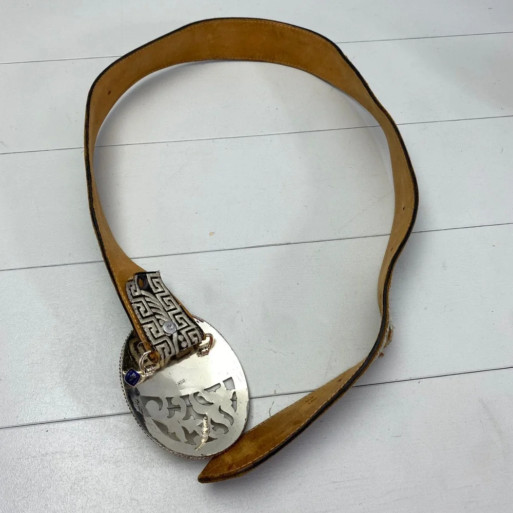 Vintage Piteado Leather Horse Belt Mens 34 Mexico 